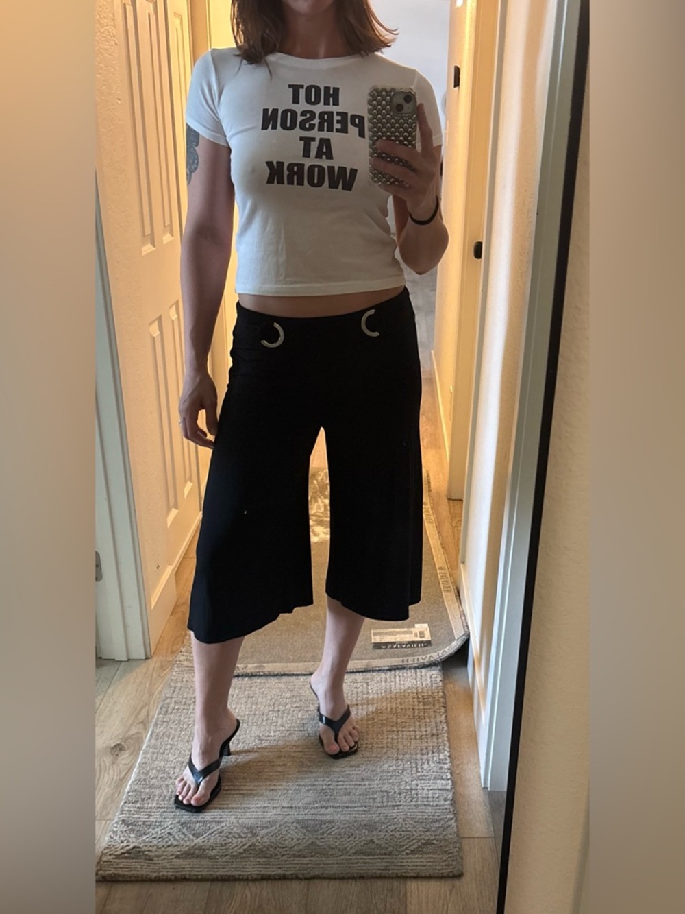 Vintage Black Wide-Leg gaucho pants